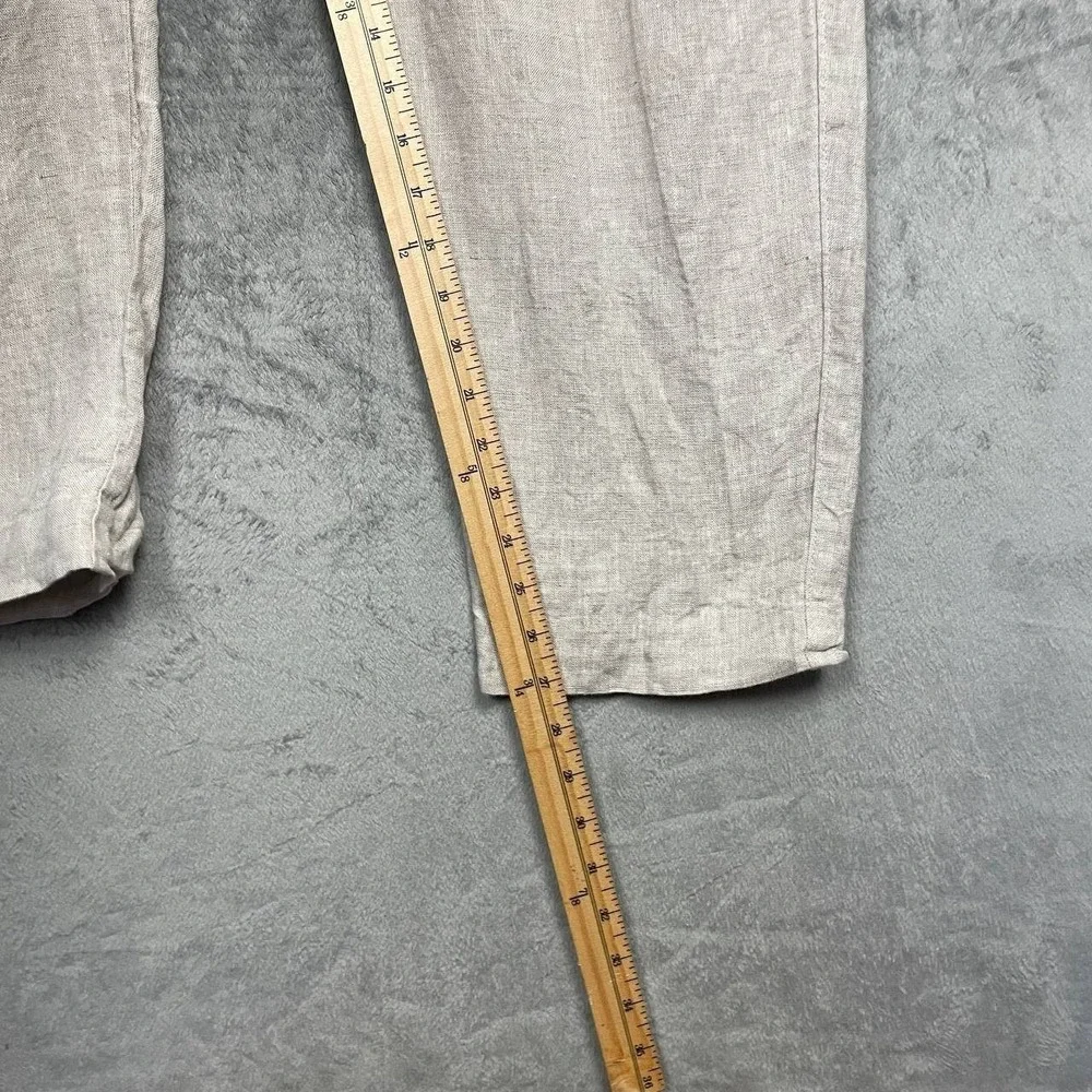 Zara Linen Coastal Grandma Neutral Cropped Tapered‎ Pants Elastic Waist Medium